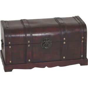 HHG Cofre del Tesoro - Madera Antigua Redonda 30x57x29cm - Almacenamiento de Tesoros HHG Cofre del Tesoro - Madera Antigua Redonda 30x57x29cm - Almacenamiento de Tesoros