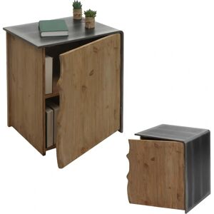 MENDLER Table de nuit - Bois et métal industriel - Série L76 - Publicité MENDLER Table de nuit - Bois et métal industriel - Série L76 - Publicité