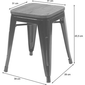 HHG - 908 - Nero - Sedile in legno di olmo - Stool HHG - 908 - Nero - Sedile in legno di olmo - Stool