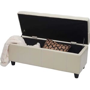 MENDLER Nova - Banc de Rangement en Eco-Cuir Beige 114x45x45cm - Meubles MENDLER Nova - Banc de Rangement en Eco-Cuir Beige 114x45x45cm - Meubles