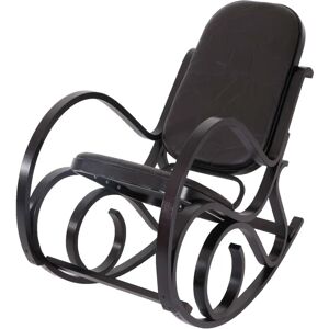 HHG - Mecedora M41 - Marrón cuero patchwork - Madera nogal - Sillón reclinable HHG - Mecedora M41 - Marrón cuero patchwork - Madera nogal - Sillón reclinable