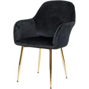 Chaise de salle à manger rétro en velours noir MENDLER - Chaise Chaise de salle à manger rétro en velours noir MENDLER - Chaise