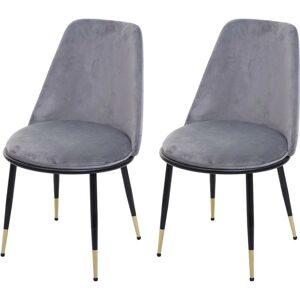 Sillas de comedor de terciopelo gris HHG Modelo 824 - Sillas de comedor Sillas de comedor de terciopelo gris HHG Modelo 824 - Sillas de comedor