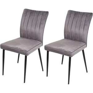 MENDLER - Ensemble 2 chaises en velours gris - Design moderne MENDLER - Ensemble 2 chaises en velours gris - Design moderne