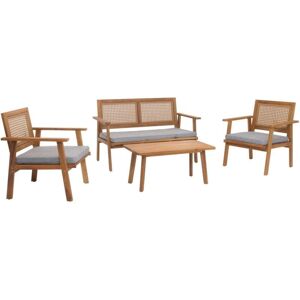 HHG - 961 - Madera de acacia - Cojines grises - Conjunto de jardín HHG - 961 - Madera de acacia - Cojines grises - Conjunto de jardín