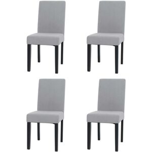 HHG - Littau - Gris claro tela - Patas de madera oscuras - Sillas de comedor set HHG - Littau - Gris claro tela - Patas de madera oscuras - Sillas de comedor set