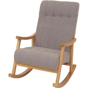 HHG 862 - gris - tela bouclé - armazón natural - Silla mecedora HHG 862 - gris - tela bouclé - armazón natural - Silla mecedora