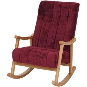 Silla mecedora HHG 857 Reclinable de madera y tela - Silla mecedora Silla mecedora HHG 857 Reclinable de madera y tela - Silla mecedora