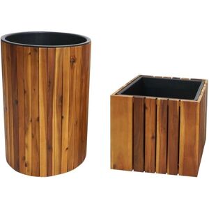 HHG Modell 584 Holzrunder Quadratischer Außenkübel - Garten Blumentopf - Braun HHG Modell 584 Holzrunder Quadratischer Außenkübel - Garten Blumentopf - Braun