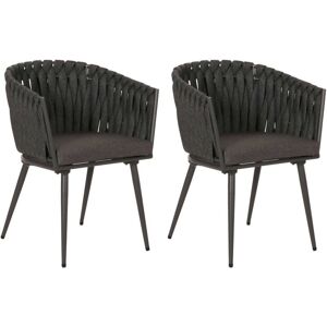 HHG-418 - aluminio - trenzado de cuerda de olefina - cojín antracita - Sillas de jardín HHG-418 - aluminio - trenzado de cuerda de olefina - cojín antracita - Sillas de jardín