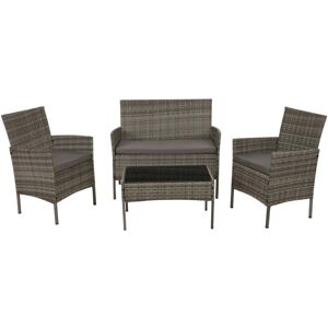 HHG - 069 - Gris claro - Polirratán - Conjunto de jardín HHG - 069 - Gris claro - Polirratán - Conjunto de jardín