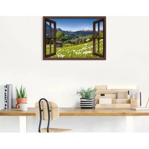 ARTLAND Fensterblick Bayerische Alpen Wandbild - Landschaft, Braun, 100x70cm - Wandkunst ARTLAND Fensterblick Bayerische Alpen Wandbild - Landschaft, Braun, 100x70cm - Wandkunst