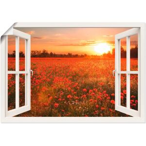 ARTLAND - Fensterblick Mohnblumenfeld - 70x50 cm - Alu-Dibond - Wandbild ARTLAND - Fensterblick Mohnblumenfeld - 70x50 cm - Alu-Dibond - Wandbild