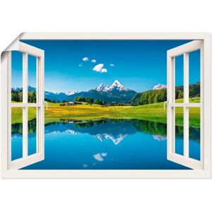 ARTLAND - Fensterblick Alpen und Bergsee - Blau - Wall Art ARTLAND - Fensterblick Alpen und Bergsee - Blau - Wall Art