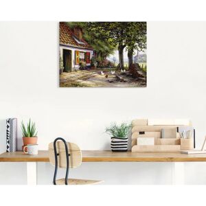 ARTLAND - Hühner auf dem Hof - 40x30 cm - Grün - Leinwandbild ARTLAND - Hühner auf dem Hof - 40x30 cm - Grün - Leinwandbild
