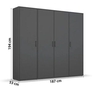 RAUCH Voyager Kleiderschrank - 4 Türen, 4 Fachböden, Metallstange - Schrank RAUCH Voyager Kleiderschrank - 4 Türen, 4 Fachböden, Metallstange - Schrank