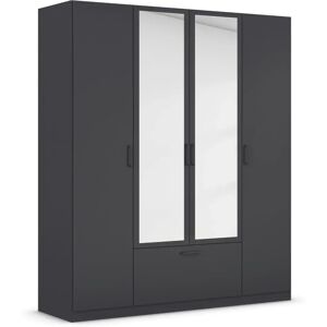 Rauch Bari Kleiderschrank - 4-Tür Spiegel, Grau Rauch Bari Kleiderschrank - 4-Tür Spiegel, Grau