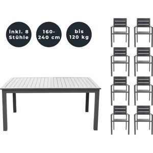 Mesa de Jardín Extensible Home Deluxe con 8 Sillas Mesa de Jardín Extensible Home Deluxe con 8 Sillas