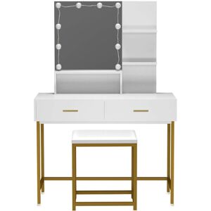 Home Deluxe Escritorio de Maquillaje Blanco/Oro - KASIA Home Deluxe Escritorio de Maquillaje Blanco/Oro - KASIA