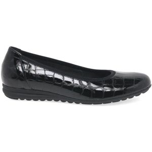 Gabor Splash Wider Fit Leather Ballet Pumps - Black Croc Patent - Women Gabor Splash Wider Fit Leather Ballet Pumps - Black Croc Patent - Women