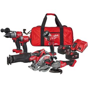 Milwaukee M18 Powerpack Kit - Trapano, Avvitatore, Sega, Smerigliatrice Milwaukee M18 Powerpack Kit - Trapano, Avvitatore, Sega, Smerigliatrice