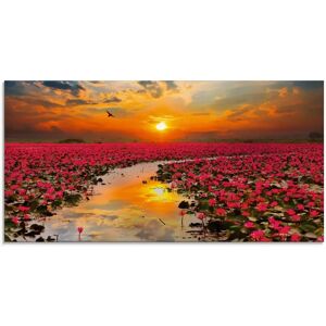 ARTLAND Lotusblüte Glasbild - Blumen, Orange, 100x50cm ARTLAND Lotusblüte Glasbild - Blumen, Orange, 100x50cm