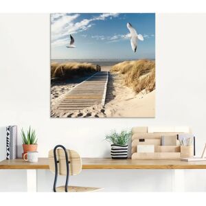 ARTLAND Nordseestrand auf Langeoog mit Möwen - Glasbild - Blau - Wandkunst ARTLAND Nordseestrand auf Langeoog mit Möwen - Glasbild - Blau - Wandkunst