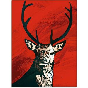 ARTLAND Hirsch Glasbild - Wildtiere, Rot, 45x60cm - Wandbild ARTLAND Hirsch Glasbild - Wildtiere, Rot, 45x60cm - Wandbild
