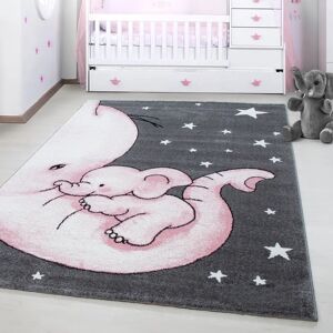 AYYILDIZ TEPPICHE Kinderteppich Kids 560 Pink Elefanten - Kinderzimmerteppich AYYILDIZ TEPPICHE Kinderteppich Kids 560 Pink Elefanten - Kinderzimmerteppich