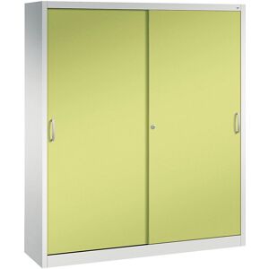 Armoire ACURADO - 8 étagères, portes coulissantes, gris clair / vert viridin - Publicité Armoire ACURADO - 8 étagères, portes coulissantes, gris clair / vert viridin - Publicité