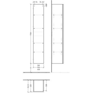 Sanipa BR11048 Eiche-Nordic 1-türiger Wandhochschrank - Hoher Schrank Sanipa BR11048 Eiche-Nordic 1-türiger Wandhochschrank - Hoher Schrank