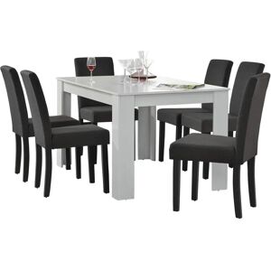 en.casa Conjunto de Comedor Rústico - Blanco y Gris Oscuro en.casa Conjunto de Comedor Rústico - Blanco y Gris Oscuro