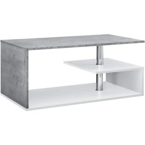 en.casa Table basse blanche avec effet béton et espace de rangement - Publicité en.casa Table basse blanche avec effet béton et espace de rangement - Publicité