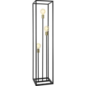 Lámpara de pie Groningen - 140 x 30 x 30 cm - 3 focos E27 - Metal - Negro y Latón Lámpara de pie Groningen - 140 x 30 x 30 cm - 3 focos E27 - Metal - Negro y Latón