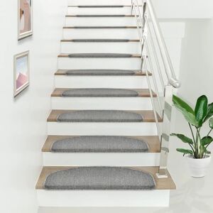 en.casa Ensemble 15 Tapis pour Marches - Gris Clair - Tapis pour Escaliers - Publicité en.casa Ensemble 15 Tapis pour Marches - Gris Clair - Tapis pour Escaliers - Publicité