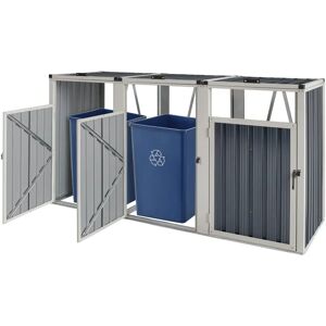 Pro.tec Abri en Acier Galvanisé pour Poubelles - 3x240L - Gris Anthracite - Publicité Pro.tec Abri en Acier Galvanisé pour Poubelles - 3x240L - Gris Anthracite - Publicité