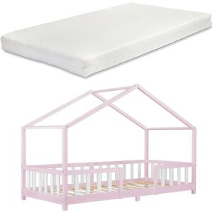fr.casa Lit pour Enfants en Forme de Maison - Pin Rose/Blanc 90x200cm - Publicité fr.casa Lit pour Enfants en Forme de Maison - Pin Rose/Blanc 90x200cm - Publicité