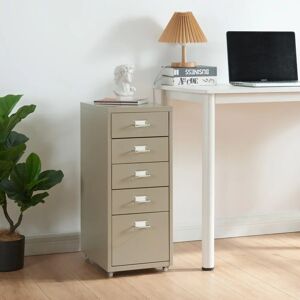 en.casa Kökar Armario de archivo móvil de acero con 5 cajones - Camello en.casa Kökar Armario de archivo móvil de acero con 5 cajones - Camello