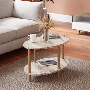 en.casa Højreby Table basse ovale - Marmo Crema - Publicité en.casa Højreby Table basse ovale - Marmo Crema - Publicité