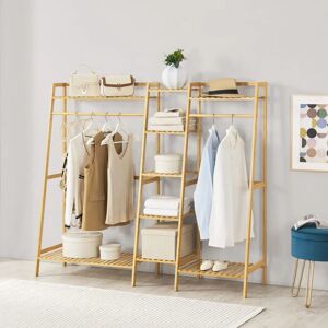 en.casa Perchero de bambú Sogndal con 2 barras y 9 estantes - Organizador de ropa en.casa Perchero de bambú Sogndal con 2 barras y 9 estantes - Organizador de ropa