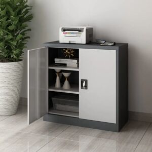en.casa Armoire de bureau Molise avec étagères réglables - Gris foncé / gris clair - Publicité en.casa Armoire de bureau Molise avec étagères réglables - Gris foncé / gris clair - Publicité