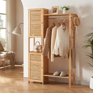 en.casa Armoire en bambou avec étagères - 164x99x29cm - Publicité en.casa Armoire en bambou avec étagères - 164x99x29cm - Publicité