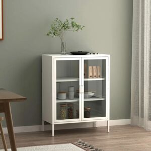 en.casa Mueble de Salón de Acero con Puertas de Cristal - 101,5x80x40cm en.casa Mueble de Salón de Acero con Puertas de Cristal - 101,5x80x40cm