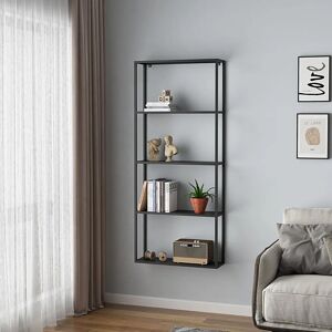 en.casa Estantería de pared Jämijärvi - 4 compartimentos acero negro en.casa Estantería de pared Jämijärvi - 4 compartimentos acero negro