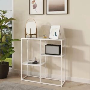 en.casa Table console en acier - Blanc mat - 80x80x26cm - Publicité en.casa Table console en acier - Blanc mat - 80x80x26cm - Publicité