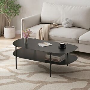 Mesa de centro Enebakk ovalada con estante - Negro mate Mesa de centro Enebakk ovalada con estante - Negro mate