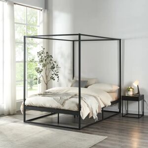 en.casa Lit à baldaquin Kristianstad en métal - Noir - Lit pour chambre ou chambre d'enfants - Publicité en.casa Lit à baldaquin Kristianstad en métal - Noir - Lit pour chambre ou chambre d'enfants - Publicité