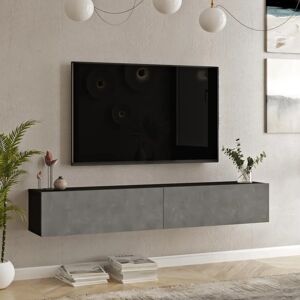 Mueble de TV de pared En.Casa Lapinlahti - Negro / Efecto hormigón Mueble de TV de pared En.Casa Lapinlahti - Negro / Efecto hormigón