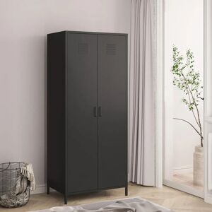 en.casa Armoire Seinäjoki - 180x76x50cm - Noir Mat - Publicité en.casa Armoire Seinäjoki - 180x76x50cm - Noir Mat - Publicité