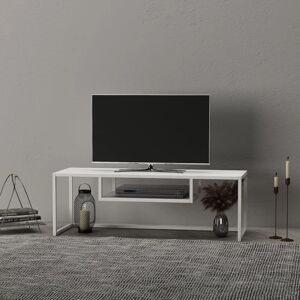 en.casa Meuble TV Isokyrö - Blanc Métal Industriel - 120x40x40cm - Publicité en.casa Meuble TV Isokyrö - Blanc Métal Industriel - 120x40x40cm - Publicité